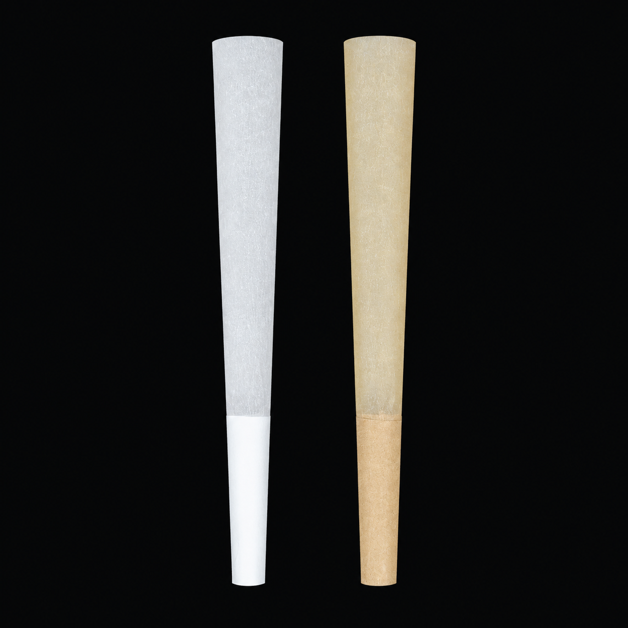 White and natural paper 84 mm cones with plain crutches