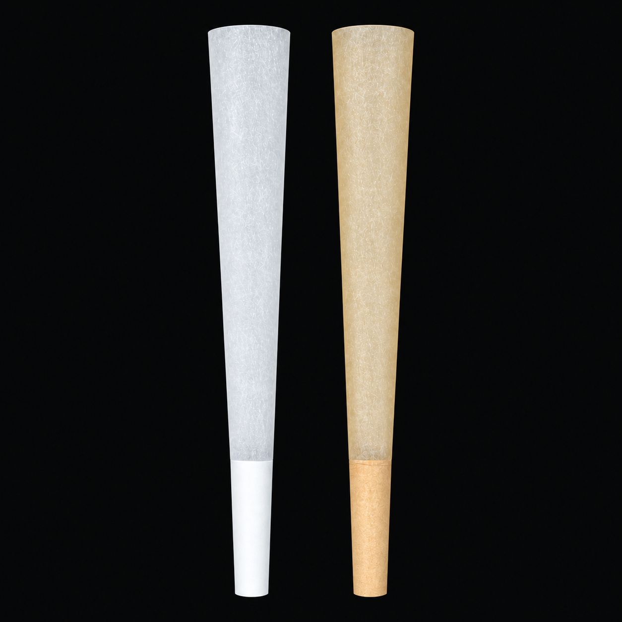 White and natural paper 98 mm cones with plain crutches